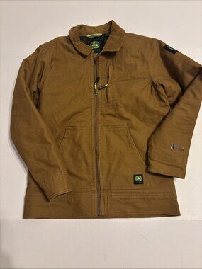 John Deere Boys Tractor Jacket Bronze Brown Zip Up Durable Tough Size L 10-12